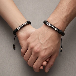 Pulseras para Parejas con Flechas y Cuero Trenzado