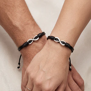 Pulseras para Parejas Infinito Cuero Genuino Plano