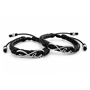 Pulseras para Parejas Infinito Love Cuero Trenzado