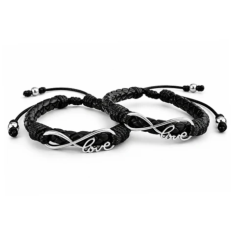 Pulseras para Parejas Infinito Love Cuero Trenzado