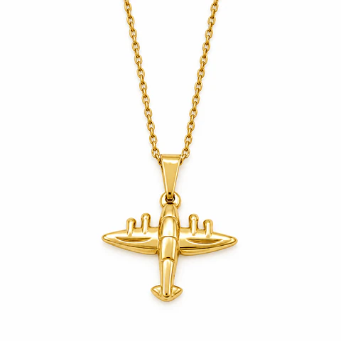 Collar Avión Cadena Acero Inoxidable Dorado