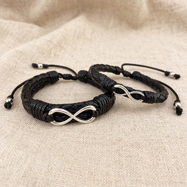 Pulseras para Parejas Infinitos Cuero Trenzado 4