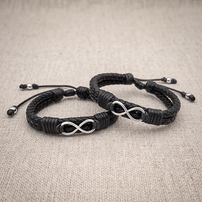 Pulseras para Parejas Infinitos Cuero Trenzado 3
