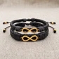 Pulseras para Parejas Infinitos Cuero Trenzado Acero Dorado - Miniatura 3
