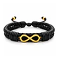 Pulsera Infinito Cuero Trenzado Acero Dorado - Miniatura 1