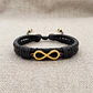 Pulsera Infinito Cuero Trenzado Acero Dorado - Miniatura 3