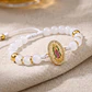Pulsera Virgen Guadalupe Cuarzo Blanco Acero Rodio - Miniatura 3