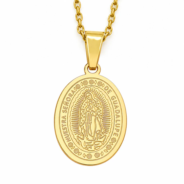 Collar Cadena Medalla Virgen de Guadalupe Acero 1