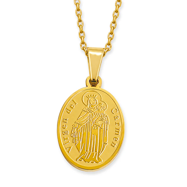 Collar Cadena con Medalla Virgen del Carmen Acero 1