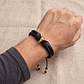 Pulsera Cráneo de Toro Cuero Trenzado Acero Rodio - Miniatura 3
