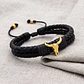 Pulsera Cráneo de Toro Cuero Trenzado Acero Rodio - Miniatura 2
