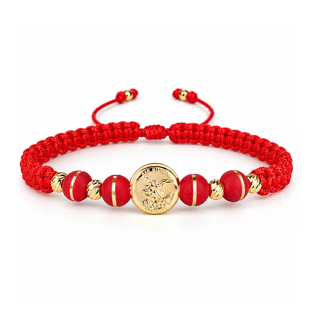 Pulsera San Miguel Arcángel Oro Laminado 18k Diamantado Neopreno 1