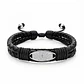 Pulsera Placa Cruz Padrenuestro Cuero Trenzado Acero  - Miniatura 1
