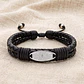 Pulsera Placa Cruz Padrenuestro Cuero Trenzado Acero  - Miniatura 3
