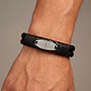 Pulsera Placa Cruz Padrenuestro Cuero Trenzado Acero  - Miniatura 2