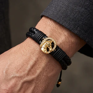 Pulsera Caballo Herradura Cuero Trenzado 