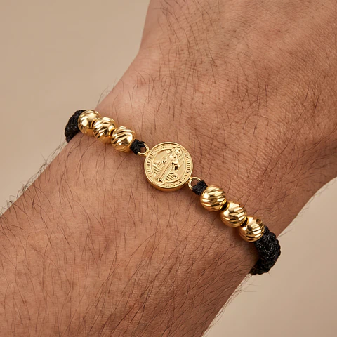 Pulsera San Benito de Abad Oro Laminado 18k Diamantado