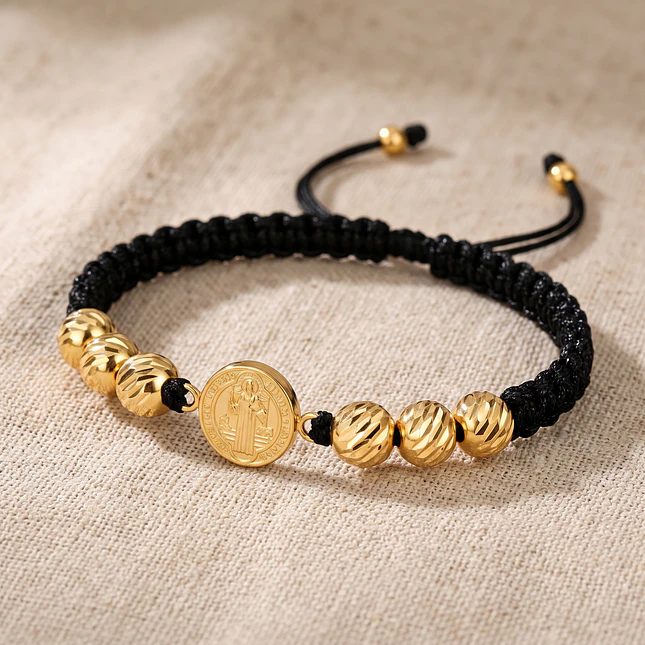Pulsera San Benito de Abad Oro Laminado 18k Diamantado 3