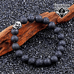 Pulsera Piedra Volcánica y Calavera