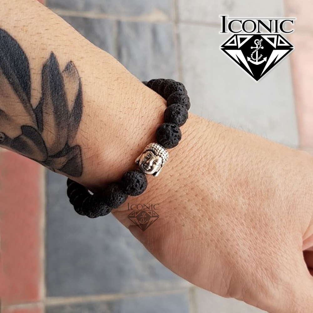 Pulsera con Piedra Volcánica y Buda