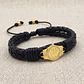 Pulsera Placa Corona Dorada Cuero Trenzado - Miniatura 3