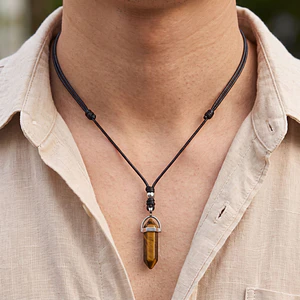 Collar Ajustable Péndulo Piedra Ojo de Tigre