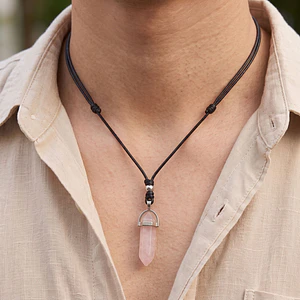 Collar Ajustable Péndulo Cuarzo Rosado