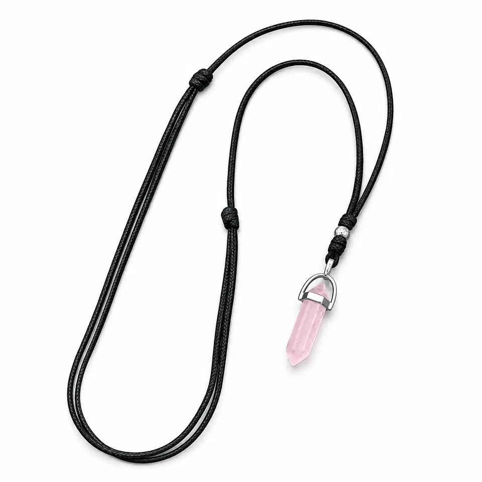 Collar Ajustable Péndulo Cuarzo Rosado 4