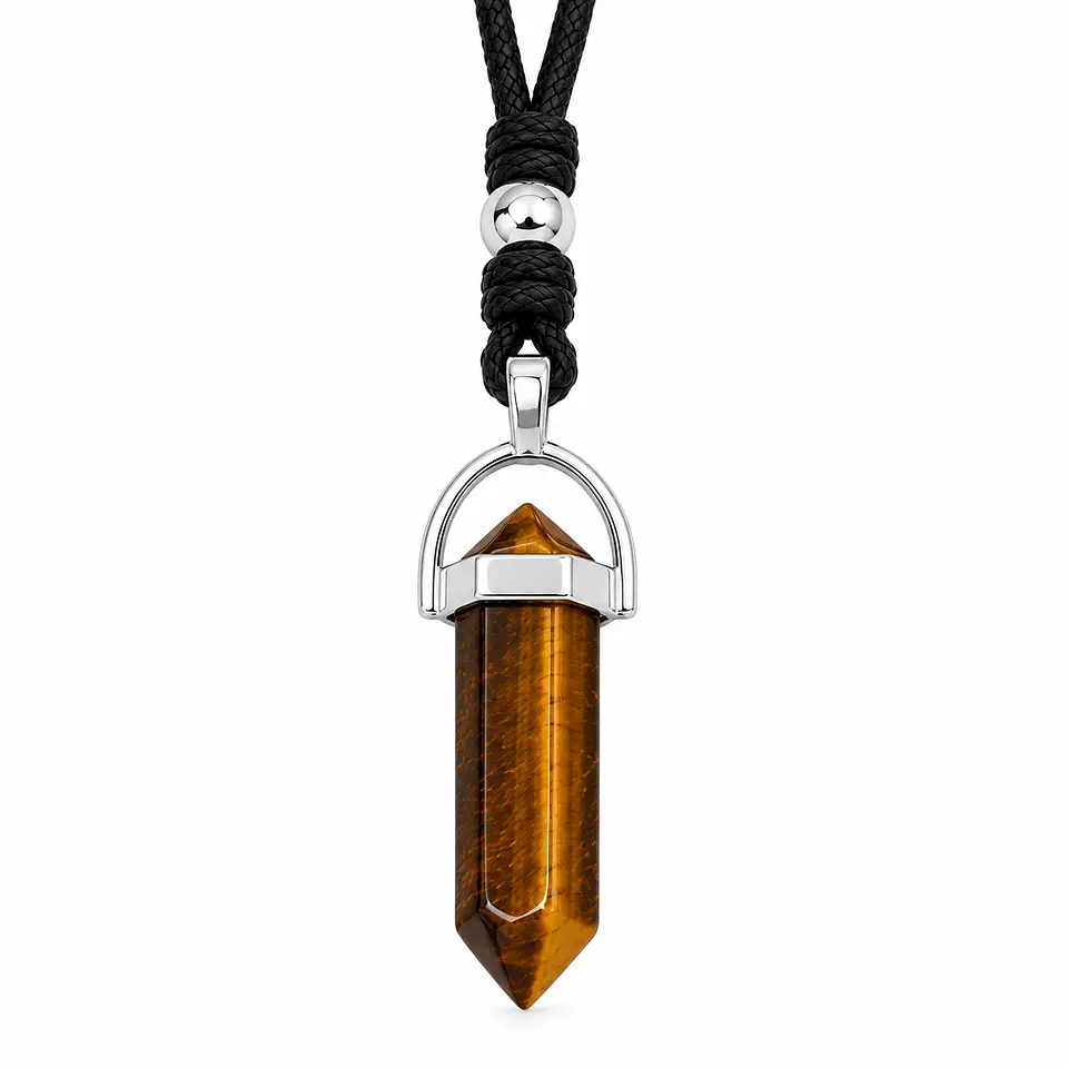 Collar Ajustable Péndulo Piedra Ojo de Tigre 1
