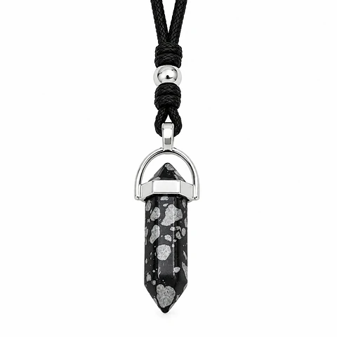 Collar Ajustable Péndulo Piedra Obsidiana