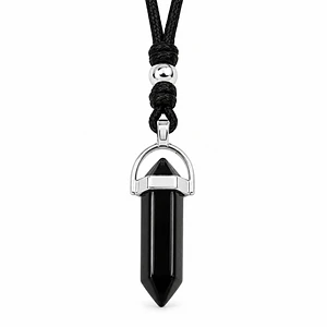 Collar Ajustable Péndulo Piedra Ónix Negro