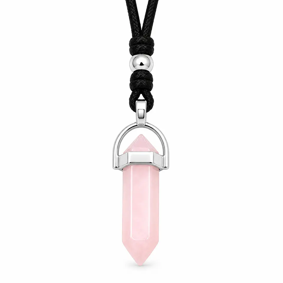 Collar Ajustable Péndulo Cuarzo Rosado 1