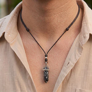 Collar Ajustable Péndulo Piedra Obsidiana