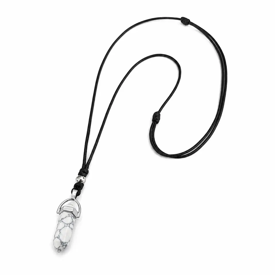 Collar Ajustable Péndulo Piedra Howlita 4