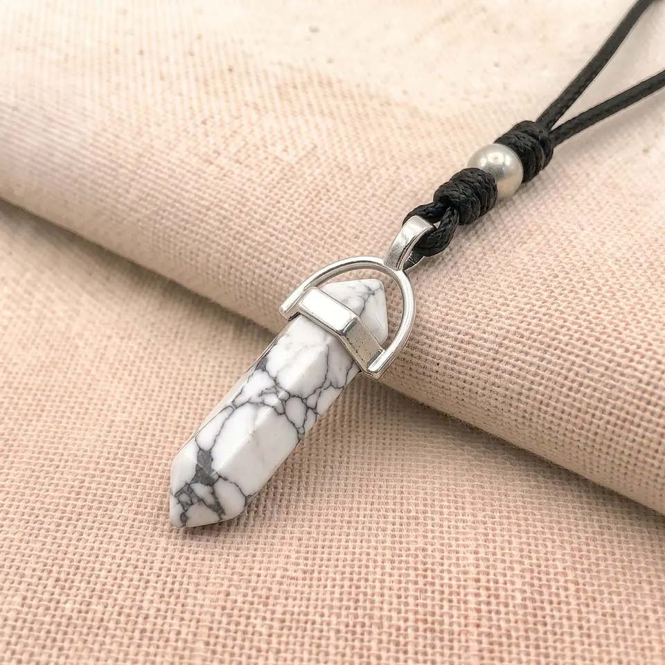 Collar Ajustable Péndulo Piedra Howlita 3