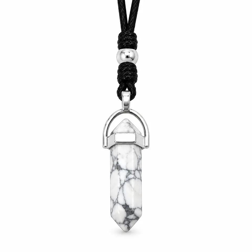 Collar Ajustable Péndulo Piedra Howlita 1
