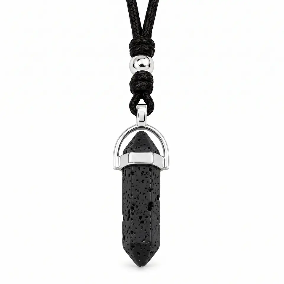 Collar Ajustable Péndulo Piedra Volcánica 1
