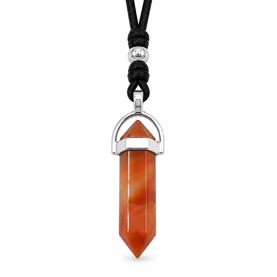Collar Ajustable Péndulo Piedra Cornalina 1