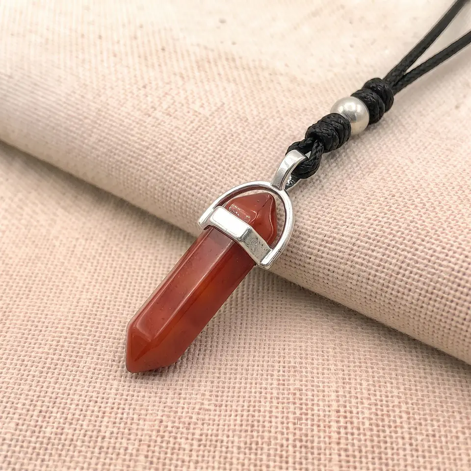 Collar Ajustable Péndulo Piedra Cornalina 3