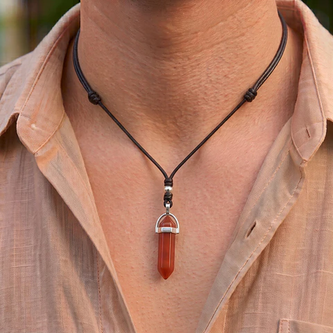Collar Ajustable Péndulo Piedra Cornalina