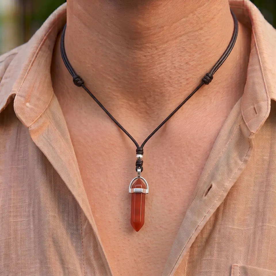 Collar Ajustable Péndulo Piedra Cornalina 2
