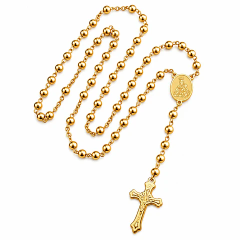 Rosario Camándula Acero Inoxidable Dorado 6mm