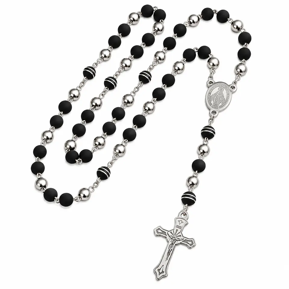 Rosario Camándula Neopreno Acero Inoxidable 8mm 3