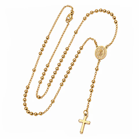 Rosario Camándula Dama Acero Inoxidable Dorado 3mm