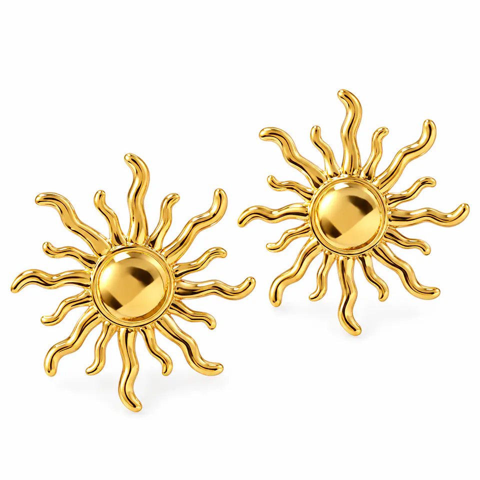 Topos Aretes Sol Acero Inoxidable Dorado 1