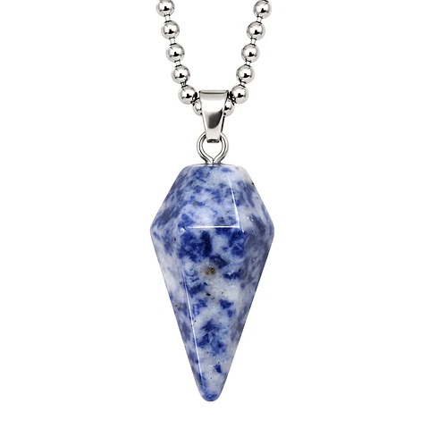 Collar Péndulo Piedra Sodalita con Cadena Acero