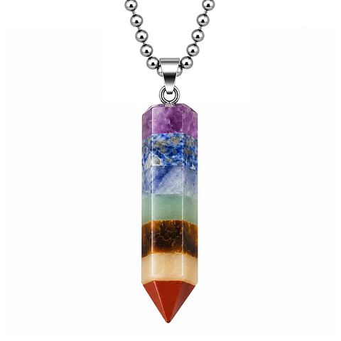 Collar Péndulo 7 Chakras con Cadena de Acero Inoxidable