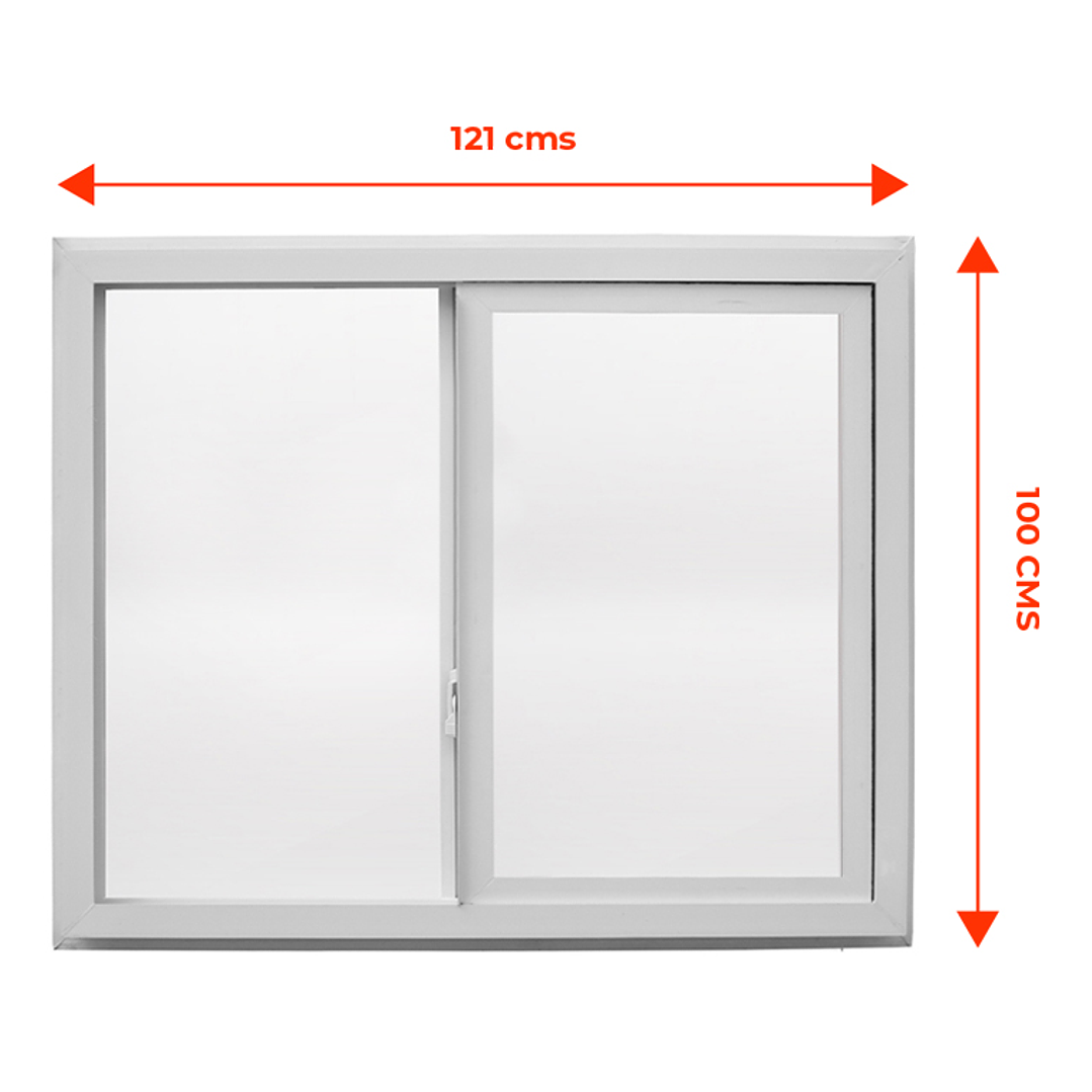 Ventana Vidrio Simple Corredera 121cm x 100cm Blanco   2