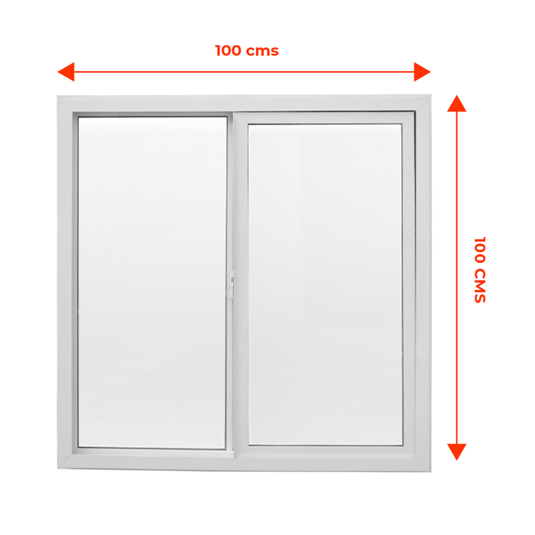 Ventana Vidrio Simple Corredera 100cm x 100cm Blanco  2