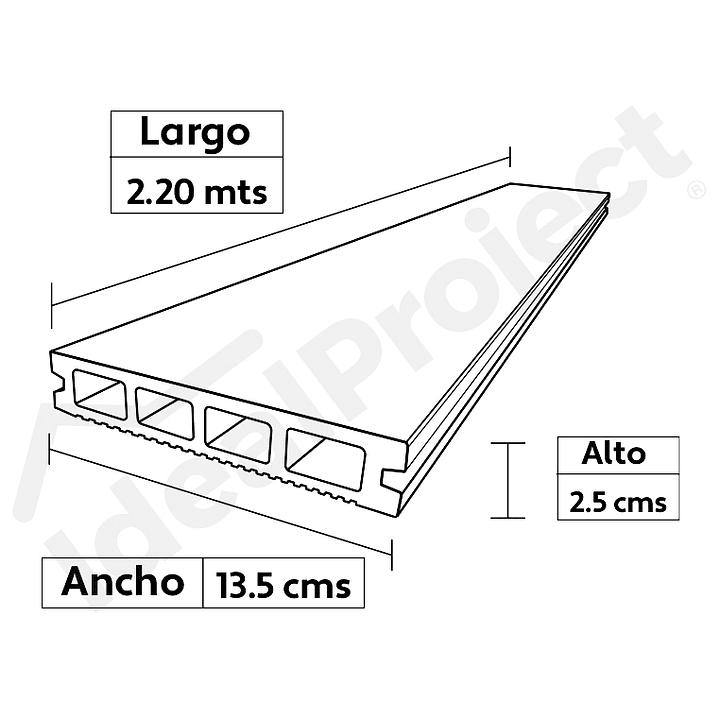 Deck WPC Gris 135x25x2200mm 3